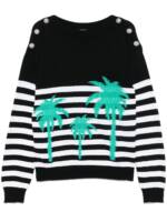 Balmain Pullover aus Palmen-Jacquard - Schwarz