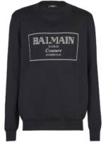 Balmain Pullover mit Couture Label-Intarsie - Schwarz