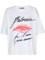 Balmain T-Shirt mit Kuss-Print - Weiß