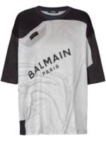 Balmain T-Shirt mit Trompe-l'oeil-Print - Weiß