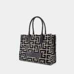 Balmain Totes & Shopper - B-Army 36 Shopper Bag - Cotton - Ivory/Black - Gr. unisize - in Schwarz - für Damen