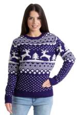 BlauerHafen Weihnachtspullover Damen Weihnachts Pullover lange Ärmel Knit Rundhals Christmas Jumper