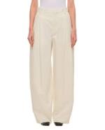 Bottega Veneta - Wide Leg Pleated Cotton Pants - Größe 36 - weiß