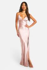 Brautjungfern Satin-Maxikleid - Mink - 38, Mink