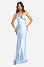 Brautjungfern Satin-Maxikleid Mit Cut-Out - Blue - 34, Blue