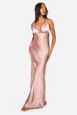 Brautjungfern Satin-Maxikleid Mit Cut-Out - Mink - 34, Mink