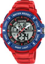 CALYPSO WATCHES Digitaluhr Calypso Herren Uhr K5769/3, (Analoguhr), Herren Armbanduhr rund, Kunststoff, PUarmband rot, Sport