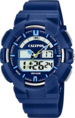 CALYPSO WATCHES Digitaluhr Calypso Herren Uhr K5772/3, (Analoguhr), Herren Armbanduhr rund, Kunststoff, PUarmband blau, Sport