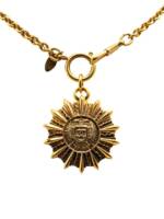 CHANEL Pre-Owned 1970-1980 Gold Plated Sunburst Medallion Pendant costume necklace