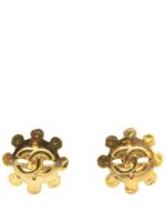 CHANEL Pre-Owned 1994 Gold Plated CC Flower Clip On costume earrings