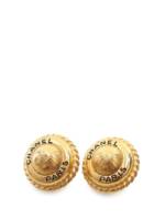 CHANEL Pre-Owned 1995 Gold Plated Logo Round Clip On costume earrings