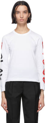 COMME des GARÇONS PLAY White Multi Heart Long Sleeve T-Shirt