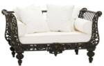 Casa Padrino Sofa Luxus Barock Sofa Dunkelbraun / Weiß 140 x 87 x H. 77 cm - Handgeschmiedetes Schmiedeeisen Sofa mit Kissen - Wohnzimmer Sofa - Garten Sofa - Terrassen Sofa - Barock Möbel