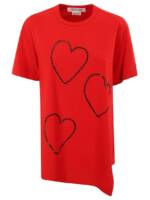 Comme des Garcons - Heart Motif Crew Neck T-Shirt - Größe M - rot