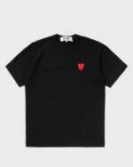 Comme des Garçons Play T-SHIRT DOUBLE RED EMBLEM KNIT men Shortsleeves black in Größe:XXL