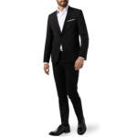 DIGEL Herren Anzug schwarz Schurwoll-Stretch Slim Fit