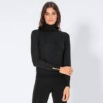 Damen-Rollkragenpullover mit Lurex-Effektgarn