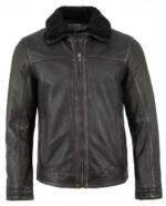 Deercraft Lederjacke DMSiryus Deercraft - Herren Echtleder Lederjacke Lammfellkragen schwarz-beige