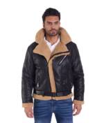 Denim Distriqt Winterjacke Herren Piloten Winterjacke Fliegerjacke Schwarz Camel XL