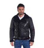 Denim Distriqt Winterjacke Herren Piloten Winterjacke Fliegerjacke Schwarz Matt S