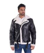 Denim Distriqt Winterjacke Herren Piloten Winterjacke Fliegerjacke Schwarz Weiß M