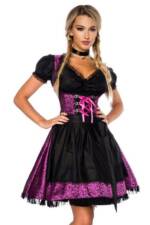 Dirndline Dirndl 3-tlg. Set: Premium Dirndl mit Bluse und Schürze in lila, Jacquard