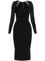 Dolce & Gabbana tulle-sleeves jersey midi dress - Schwarz