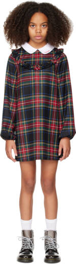 Dolce&Gabbana Kids Multicolor Wool-Blend Tartan Dress