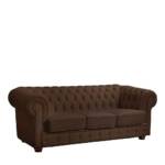 Dreisitzer Couch Chesterfield in Braun Echtleder