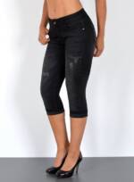 ESRA Caprijeans Damen Jeans Capri Hose High Waist Jeans Damen mit hoher Leibhöhe J374 3/4 Jeans Damen Capri Sommer-Hose Jeans Shorts Damen kurze Jeans