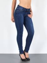 ESRA Skinny-fit-Jeans Damen Jeans Skinny Hose High Waist Jeanshose Damen Skinny Jeans Hose Stretch Destroyed Jeans-Hose bis Übergröße