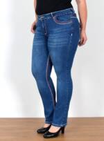 ESRA Straight-Jeans FJ755 High Waist Jeans Damen Straight Fit mit dicker Naht bis Übergröße, Straight Leg Jeans Hose Stretch hohe Leibhöhe Kontrastnähte Plus Size, Gerade Schnitt Jeanshose Hoch Bund weiße Naht rote Naht bis Große Größe, Regular Fit Jeans High Waist Hose Damen Jeans Straight mit dicken Nähten, Hose Straight Leg Jeans Straight Fit Hose, Damen Jeans Straight Damen Jeans, High Waist Jeans Damen High Waist, Jeans Damen Jeans Hose Damen Hose