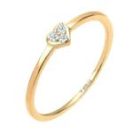 Elli Ringe - Ring Herz Symbol Diamant 0.04 ct. 925er Sterling S - Gr. 54 MM - in Gold - für Damen