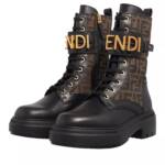 Fendi Stiefel & Boots - Biker Boots With Logo Lettering Detail In Leather - Gr. 41,5 (EU) - in Schwarz - für Damen