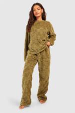 Fleece-Pullover Und Hose Mit Schachbrett-Print - Green - 36, Green