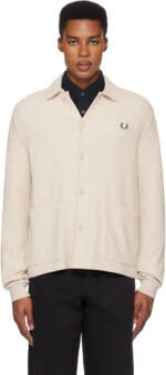 Fred Perry Off-White Button Through Long Sleeve Cardigan