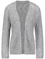 GERRY WEBER Damen Offene Strickjacke in Ajour-Strick Langarm|Überschnittene Schultern, Grau, 34