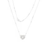 Golders Silberkette Damen Collier 925 Sterlingsilber mit Herz-Anhänger (Elegante Halskette Silber, 1-tlg., Federringverschluss), 45cm Kettenlänge Perfektes Schmuck Geschenk für Frauen