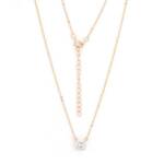 Golders Silberkette Damen Collier 925 Sterlingsilber vergoldet (mit einem Zirkonia in Krappenfassung, 1-tlg., Federringverschluss), Elegante Halskette 45cm Kettenlänge Perfektes Schmuck Geschenk