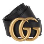 Gucci Gürtel - Double G Belt Leather - Gr. 95 - in Schwarz - für Damen