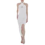 Ital-Design Cocktailkleid Damen Party & Clubwear Stretch Strickoptik Cocktail- & Partykleid in Weiß