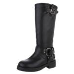 Ital-Design Damen Bikerschuhe Biker Westernstiefel (88577317) Blockabsatz Flache Stiefel in Schwarz