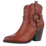 Ital-Design Damen Cowboyboots Western Westernstiefelette (88577596) Blockabsatz Stiefeletten in Camel