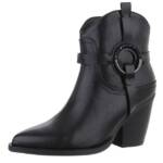 Ital-Design Damen Cowboyboots Western Westernstiefelette (88577608) Blockabsatz Stiefeletten in Schwarz