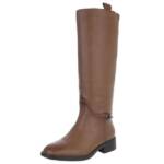 Ital-Design Damen Freizeit Stiefel (88577480) Blockabsatz Flache Stiefel in Hellbraun