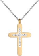 Karisma Kette mit Anhänger Karisma Damen Edelstahl Collier Anhänger Kette - Kreuz Zirkonia Weiss, - SNS1006 - Gold