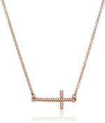 Karisma Kette mit Anhänger Karisma Damen Silber 925 Anhänger Kreuz Zrikonia Collier, Kette mit Verlängerung 5cm - Roségold Weiße Steine