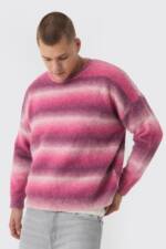 Kastiger Oversize Pullover Mit Farbverlauf - Pink - L, Pink