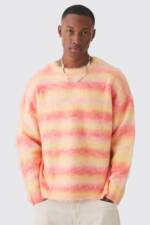 Kastiger Oversize Pullover Mit Streifen - Orange - Xl, Orange