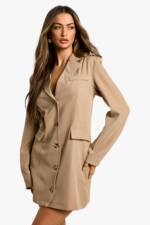 Kastiges Blazerkleid Mit Knopfleiste - Taupe - 34, Taupe